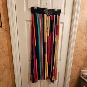 Multi color mid-length pleated skirt